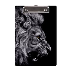 Roar Angry Male Lion Black A5 Acrylic Clipboard by Mog4mog4