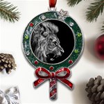 Roar Angry Male Lion Black Metal X Mas Lollipop with Crystal Ornament Front