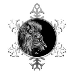 Roar Angry Male Lion Black Metal Small Snowflake Ornament by Mog4mog4