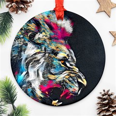 Angry Male Lion Roar Ornament (Round)