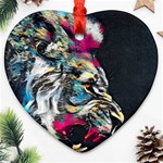 Angry Male Lion Roar Ornament (Heart) Front