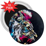 Angry Male Lion Roar 3  Magnets (10 pack)  Front