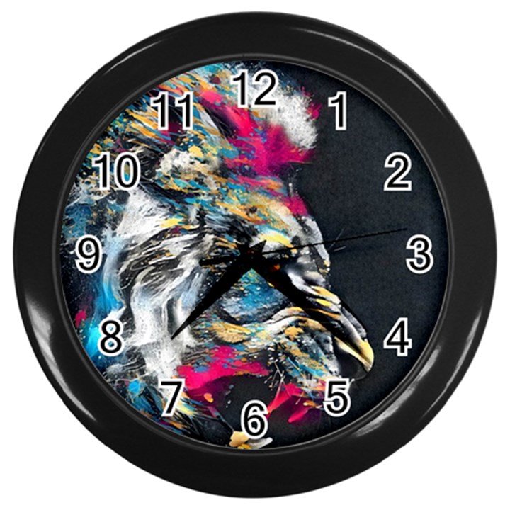 Angry Male Lion Roar Wall Clock (Black)