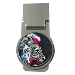 Angry Male Lion Roar Money Clips (Round)  Front