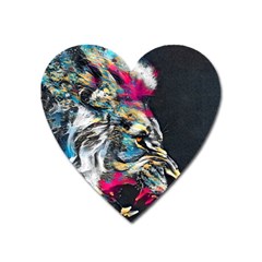 Angry Male Lion Roar Heart Magnet