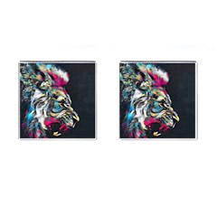 Angry Male Lion Roar Cufflinks (square) by Mog4mog4