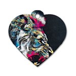 Angry Male Lion Roar Dog Tag Heart (One Side) Front