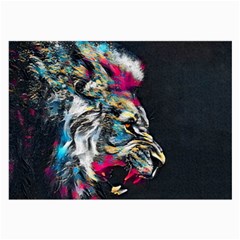 Angry Male Lion Roar Large Glasses Cloth