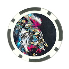 Angry Male Lion Roar Poker Chip Card Guard