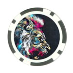 Angry Male Lion Roar Poker Chip Card Guard Front