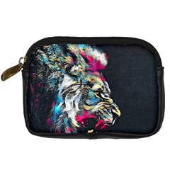 Angry Male Lion Roar Digital Camera Leather Case by Mog4mog4