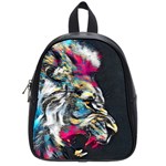 Angry Male Lion Roar School Bag (Small) Front