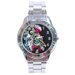 Angry Male Lion Roar Stainless Steel Analogue Watch Front