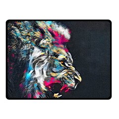 Angry Male Lion Roar Two Sides Fleece Blanket (small) by Mog4mog4