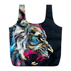 Angry Male Lion Roar Full Print Recycle Bag (l) by Mog4mog4