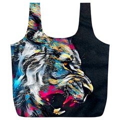 Angry Male Lion Roar Full Print Recycle Bag (XL)