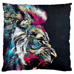 Angry Male Lion Roar Standard Premium Plush Fleece Cushion Case (One Side)