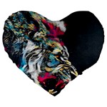 Angry Male Lion Roar Large 19  Premium Flano Heart Shape Cushions Front