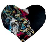 Angry Male Lion Roar Large 19  Premium Flano Heart Shape Cushions Back