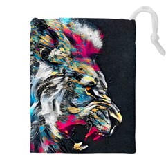 Angry Male Lion Roar Drawstring Pouch (4xl)