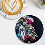 Angry Male Lion Roar UV Print Round Tile Coaster Front