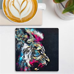 Angry Male Lion Roar UV Print Square Tile Coaster 