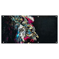 Angry Male Lion Roar Banner And Sign 8  X 4  by Mog4mog4