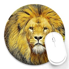 Lion Lioness Wildlife Hunter Round Mousepad by Mog4mog4