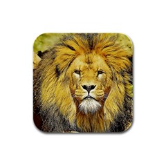 Lion Lioness Wildlife Hunter Rubber Square Coaster (4 Pack) by Mog4mog4