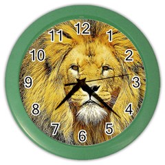 Lion Lioness Wildlife Hunter Color Wall Clock by Mog4mog4