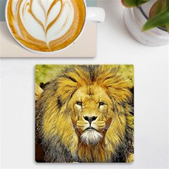 Lion Lioness Wildlife Hunter Uv Print Square Tile Coaster  by Mog4mog4