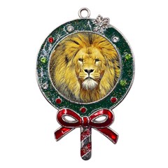 Lion Lioness Wildlife Hunter Metal X mas Lollipop With Crystal Ornament by Mog4mog4