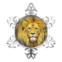 Lion Lioness Wildlife Hunter Metal Small Snowflake Ornament