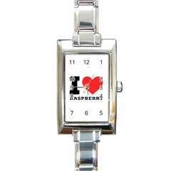 I Love Raspberry Rectangle Italian Charm Watch by ilovewhateva