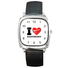 I Love Raspberry Square Metal Watch by ilovewhateva