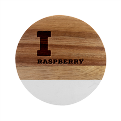 I Love Raspberry Marble Wood Coaster (round) by ilovewhateva