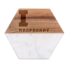 I Love Raspberry Marble Wood Coaster (hexagon)  by ilovewhateva