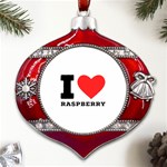 I love raspberry Metal Snowflake And Bell Red Ornament Front