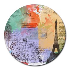 Scrapbook Paris Vintage France Round Mousepad by Mog4mog4