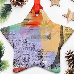 Scrapbook Paris Vintage France Star Ornament (two Sides) by Mog4mog4