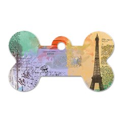 Scrapbook Paris Vintage France Dog Tag Bone (one Side) by Mog4mog4