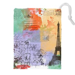 Scrapbook Paris Vintage France Drawstring Pouch (5xl) by Mog4mog4