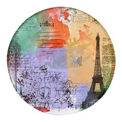 Scrapbook Paris Vintage France Round Glass Fridge Magnet (4 Pack) by Mog4mog4