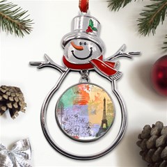 Scrapbook Paris Vintage France Metal Snowman Ornament