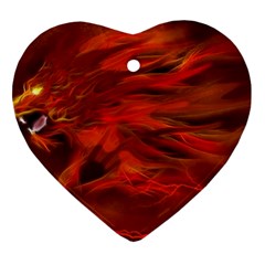 Fire Lion Flames Light Mystical Dangerous Wild Ornament (heart)