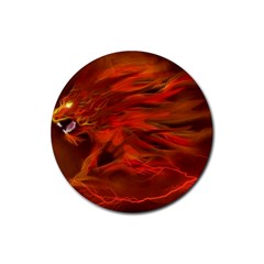 Fire Lion Flames Light Mystical Dangerous Wild Rubber Coaster (round) by Mog4mog4