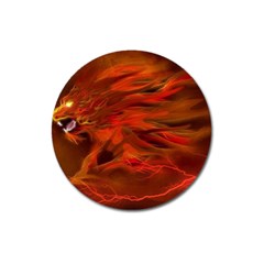 Fire Lion Flames Light Mystical Dangerous Wild Magnet 3  (round) by Mog4mog4