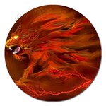 Fire Lion Flames Light Mystical Dangerous Wild Magnet 5  (Round) Front