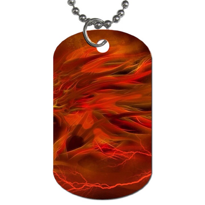 Fire Lion Flames Light Mystical Dangerous Wild Dog Tag (One Side)