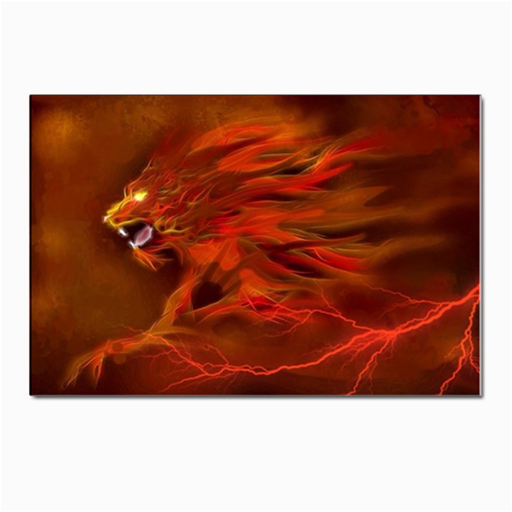 Fire Lion Flames Light Mystical Dangerous Wild Postcard 4 x 6  (Pkg of 10)